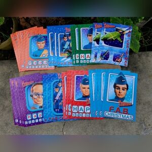 28 vintage 1999 THUNDERBIRDS tv series unused Christmas Greeting Cards Envelope